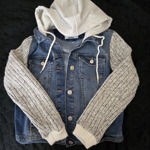 Junior Denim Jacket with Knit Sleeves